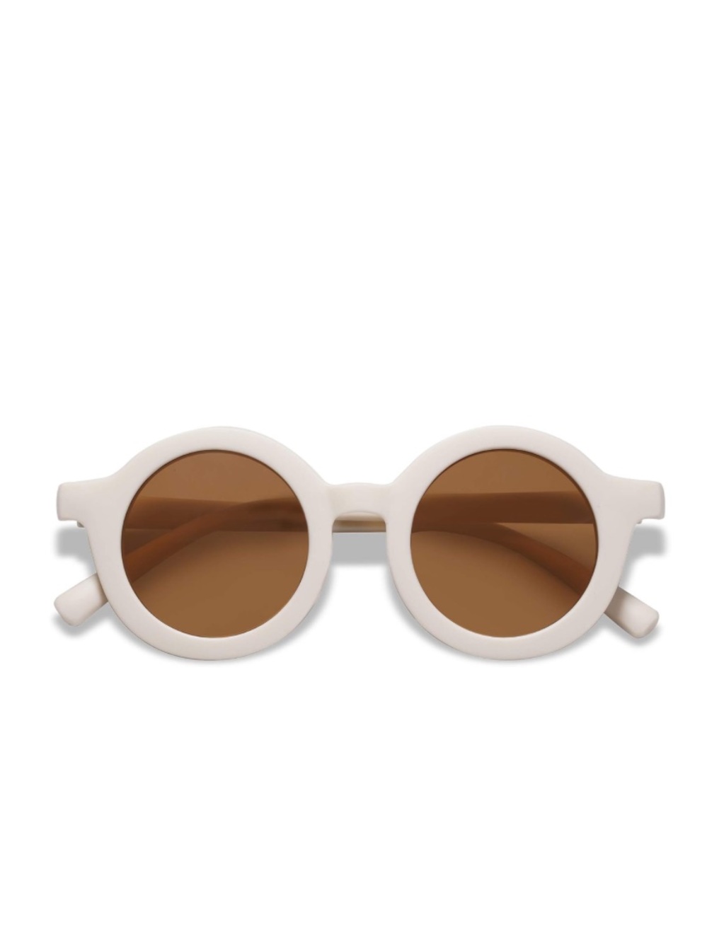 Round White Frame Sunglasses with Brown Lenses
